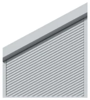Grauer Rollladen vor einem Fenster
